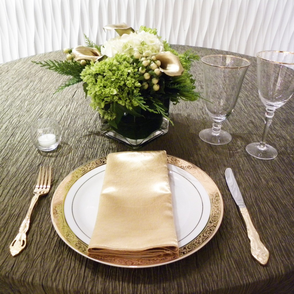 gold holiday place setting - Toronto Botanical Garden