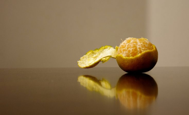 Half-peeled clementine